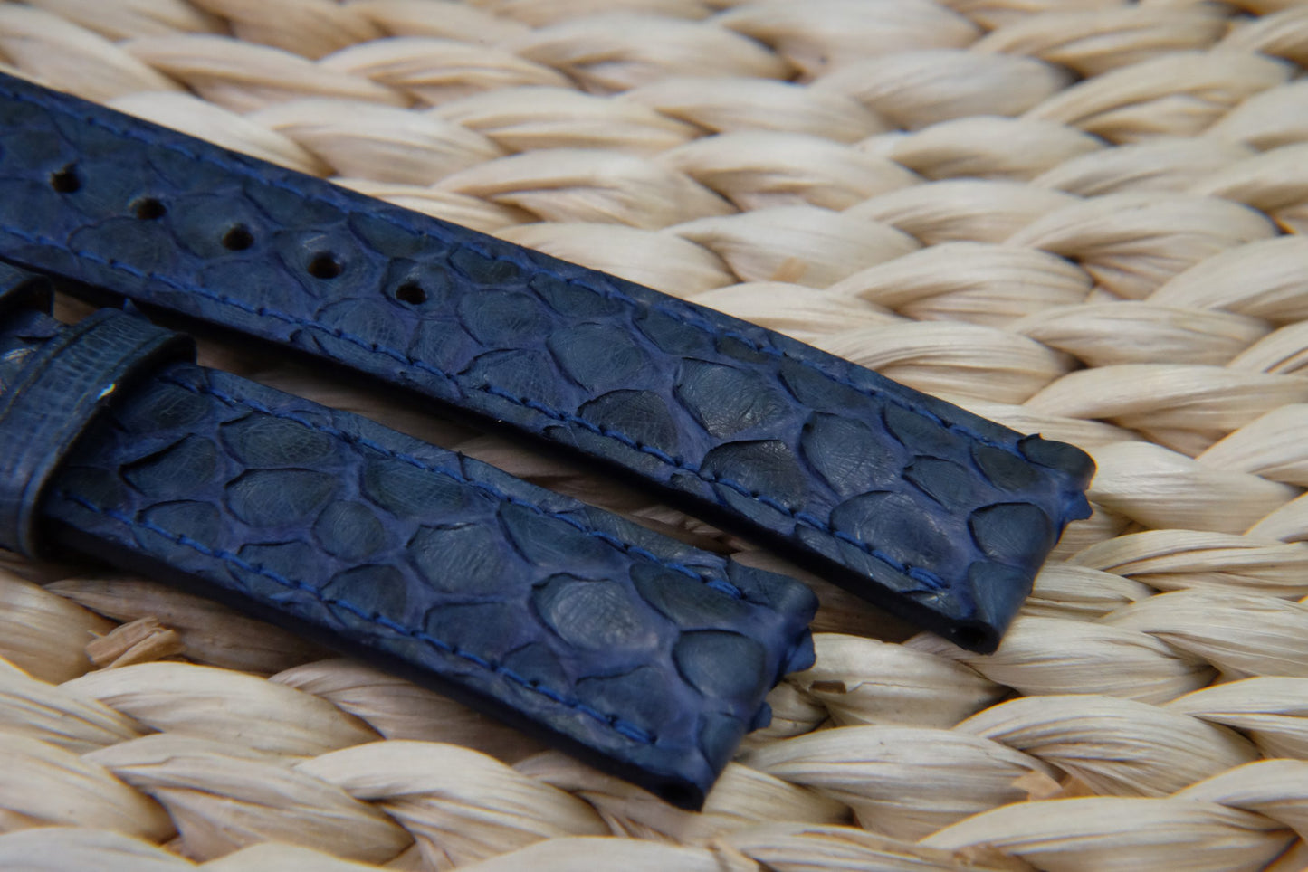 BESPOKE GENUINE BLUE PYTHON SKIN LEATHER STRAP HDPS10