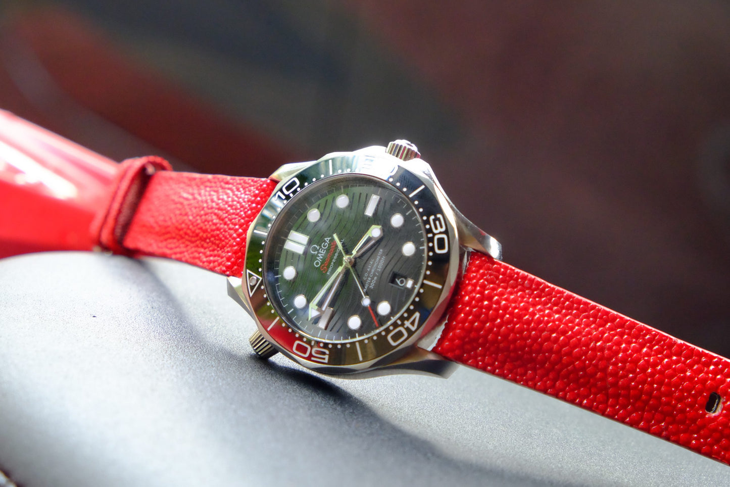 BESPOKE GENUINE RED WITHOUT PEARL STINGRAY LEATHER WATCH STRAP HDOS23