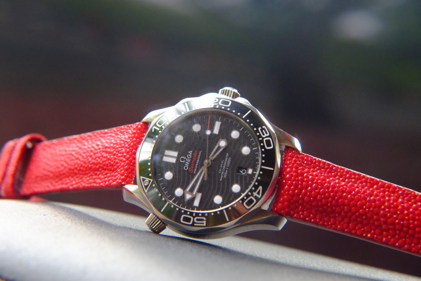 BESPOKE GENUINE RED WITHOUT PEARL STINGRAY LEATHER WATCH STRAP HDOS23