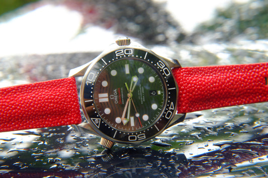 BESPOKE GENUINE RED WITHOUT PEARL STINGRAY LEATHER WATCH STRAP HDOS23