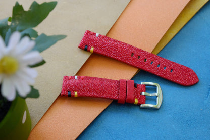 BESPOKE GENUINE UNPOLISHED RED STINGRAY LEATHER WATCH STRAP HDST61