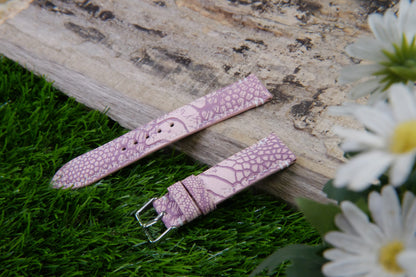 BESPOKE GENUINE STONE WASHED PINK KLEIN KAROO OSTRICH LEG SKIN LEATHER STRAP HDOL35