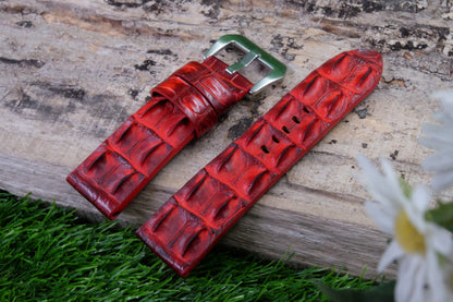 BESPOKE GENUINE RED CROCODILE SKIN LEATHER STRAP HDCS78