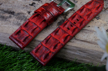 BESPOKE GENUINE RED CROCODILE SKIN LEATHER STRAP HDCS78