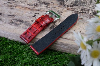 BESPOKE GENUINE RED CROCODILE SKIN LEATHER STRAP HDCS78