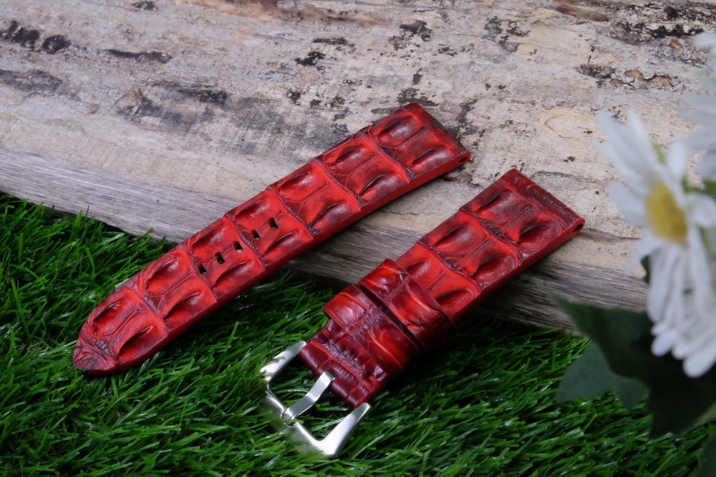 BESPOKE GENUINE RED CROCODILE SKIN LEATHER STRAP HDCS78