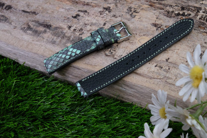 BESPOKE GENUINE TEAL GREEN PYTHON SKIN LEATHER STRAP HDPS08