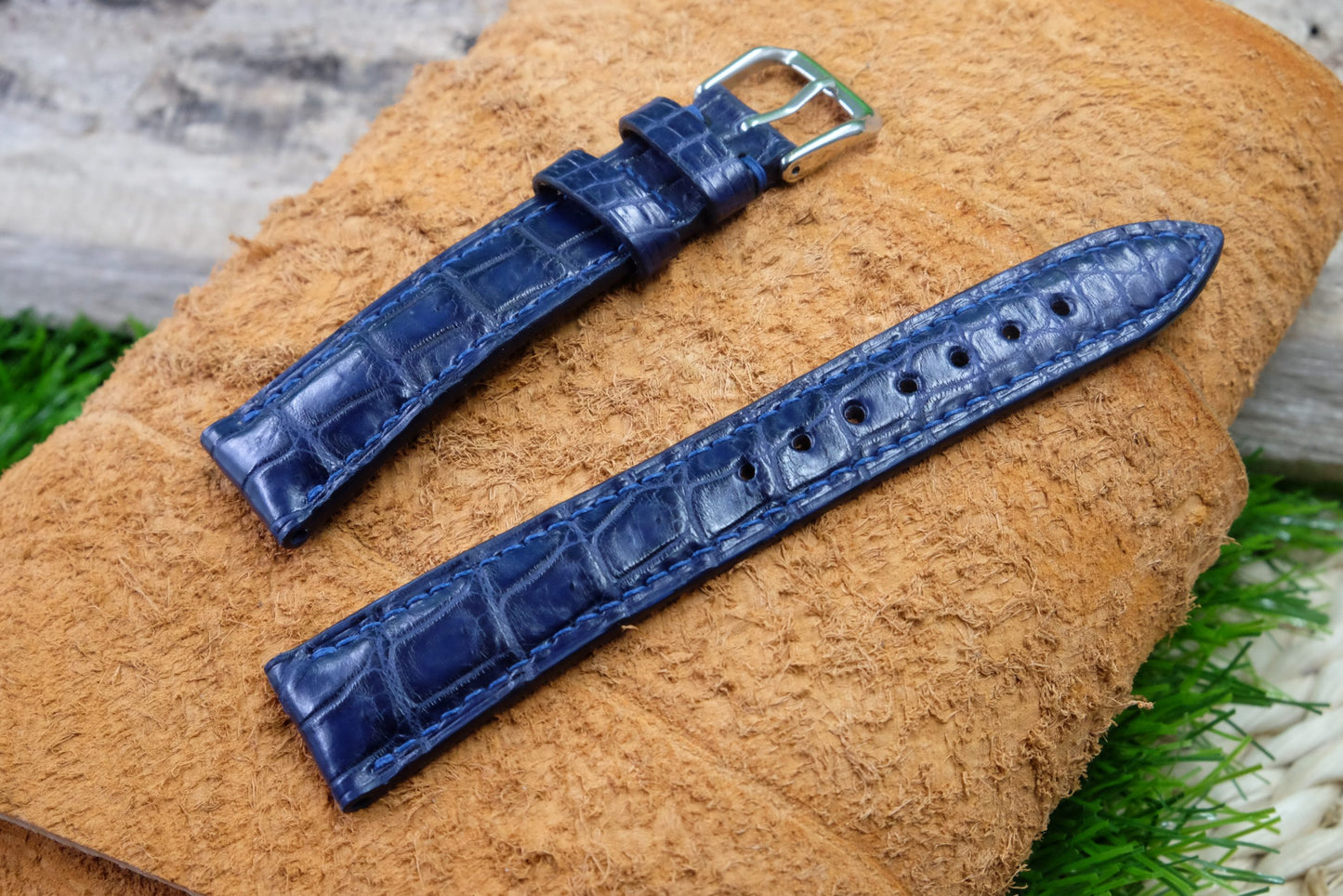 BESPOKE GENUINE BLUE CROCODILE SKIN LEATHER STRAP HDCS76