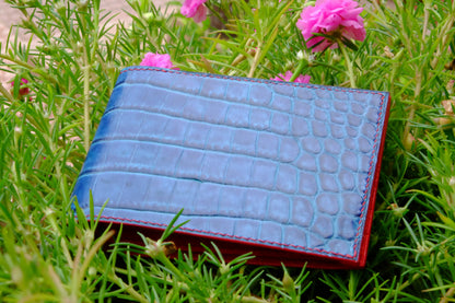 BESPOKE GENUINE BLUE CROCODILE BIFOLD MAN WALLET HDWA45