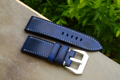 BESPOKE GENUINE BLUE CAMO LEATHER WATCH STRAP HDLE32