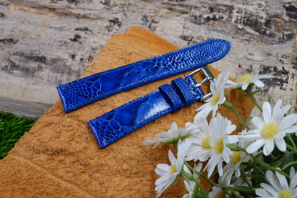 BESPOKE GENUINE BLUE OSTRICH LEG SKIN LEATHER STRAP HDOL38