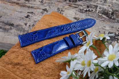 BESPOKE GENUINE BLUE OSTRICH LEG SKIN LEATHER STRAP HDOL38