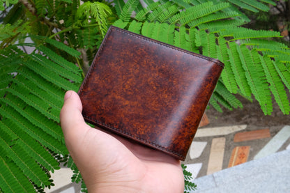 BESPOKE GENUINE BROWN VEG TANNED COW BIFOLD MAN WALLET HDWA47