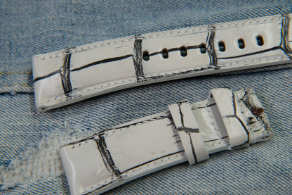 BESPOKE GENUINE WHITE CROCODILE SKIN LEATHER STRAP HDCS87