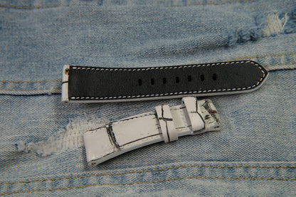 BESPOKE GENUINE WHITE CROCODILE SKIN LEATHER STRAP HDCS87