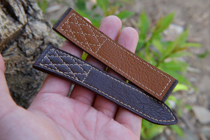 BESPOKE GENUINE BROWN OSTRICH BELLY LEATHER WATCH STRAP HDOS30