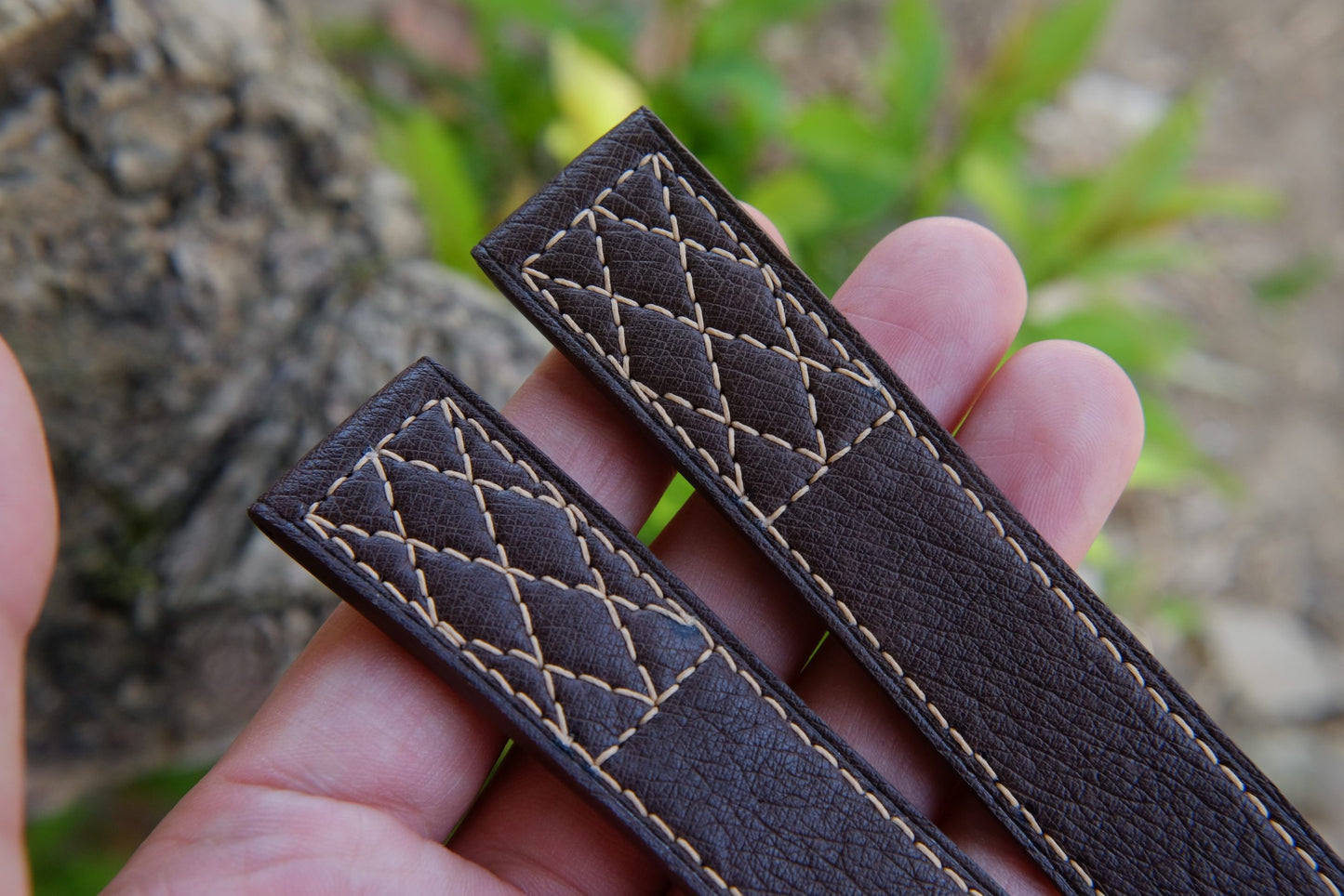 BESPOKE GENUINE BROWN OSTRICH BELLY LEATHER WATCH STRAP HDOS30