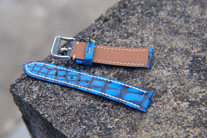 BESPOKE GENUINE BLUE CROCODILE LEATHER WATCH STRAP HDOS31