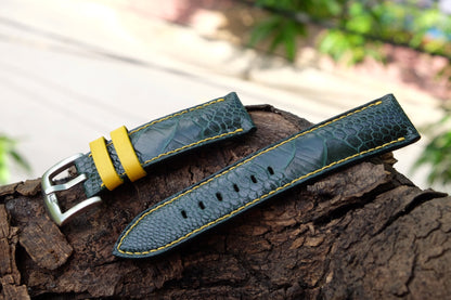 Dark Green ostrich leg leather watch strap HDOL56