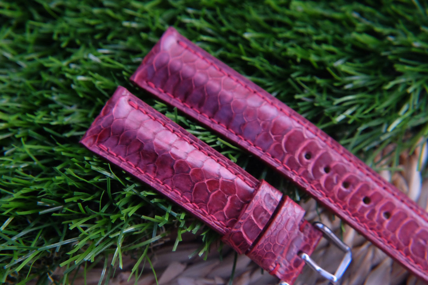 Deep red chicken leg leather watch strap HDCL16