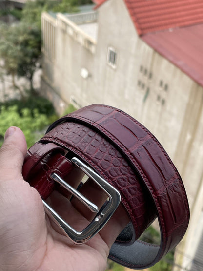 Red Domestic crocodile leather belt HDBE07