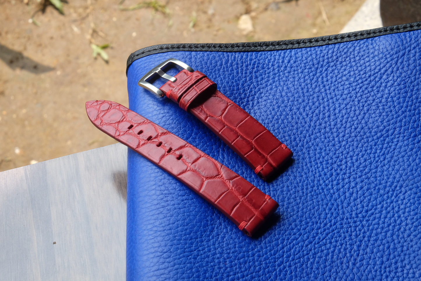 Red Domestic crocodile leather watch strap HDCDC01