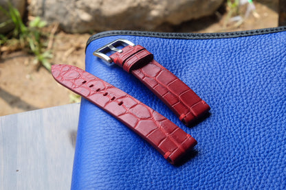 Red Domestic crocodile leather watch strap HDCDC01