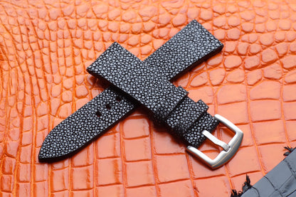 Double side no pearl black stingray watch strap HDST111