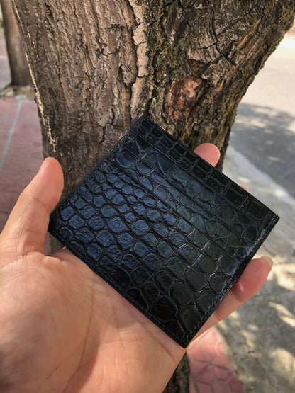 Full black crocodile card holder wallet HDWA59