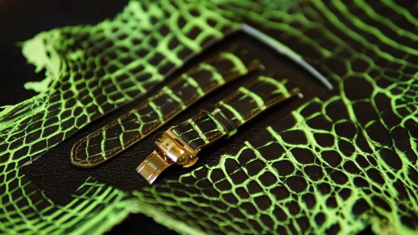 Flourescent Spain Verdeveleno crocodile watch strap HDCSV01