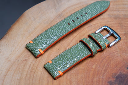 Green no pearl stingray leather watch strap HDST85