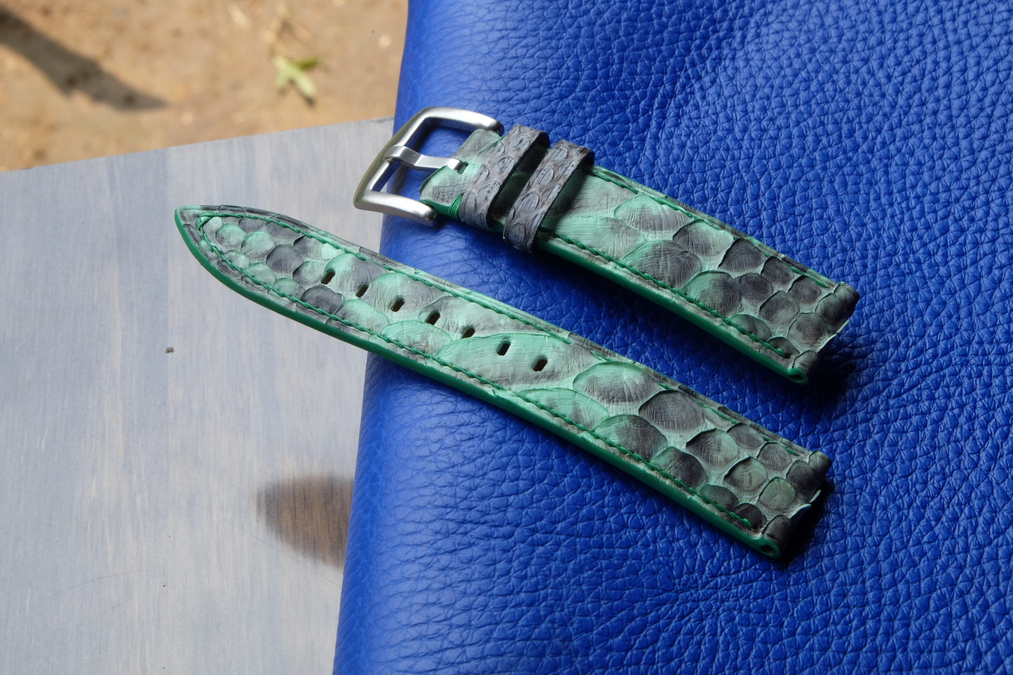 Green python leather watch strap HDPS15