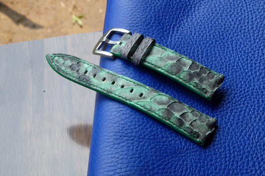 Green python leather watch strap HDPS15