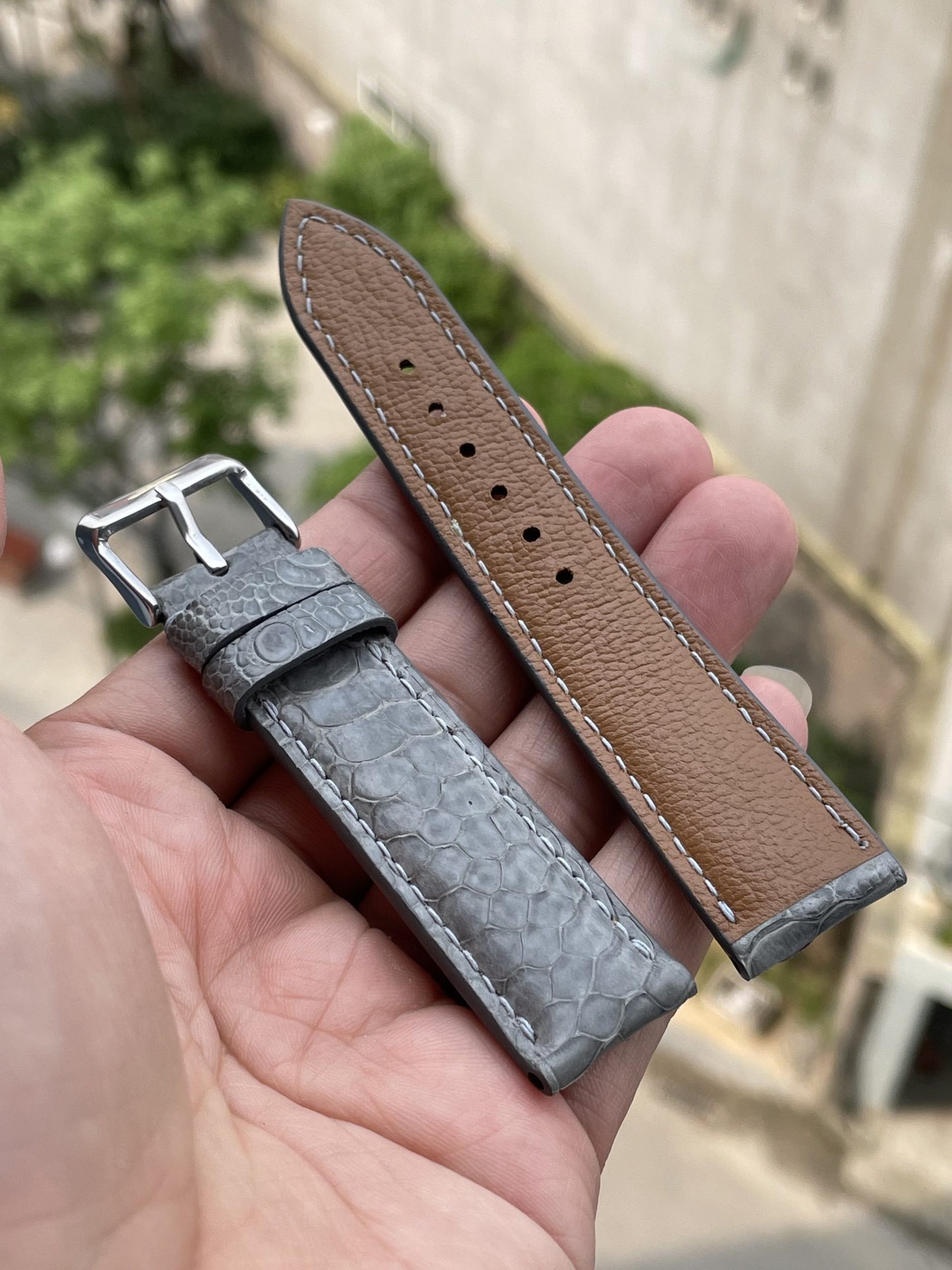 Grey Chicken leg leather watch strap HDCL14