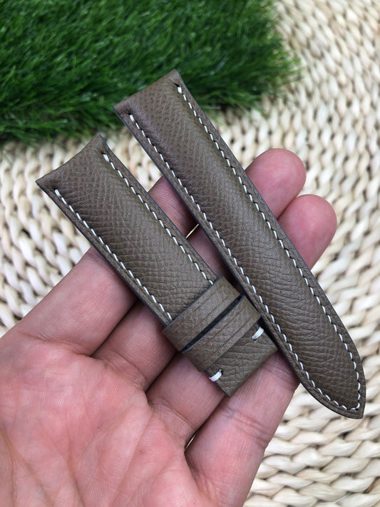 Grey epsom leather watch strap HDEP03