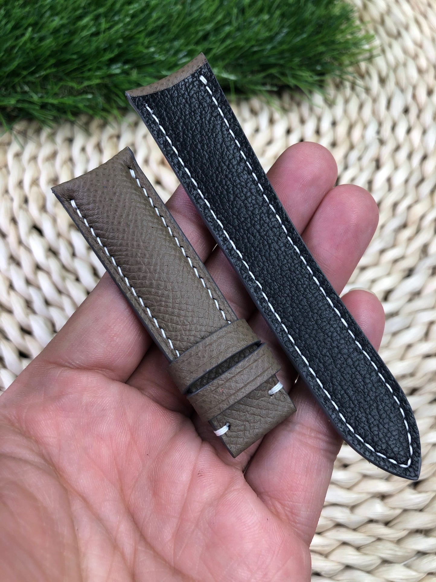 Grey epsom leather watch strap HDEP03