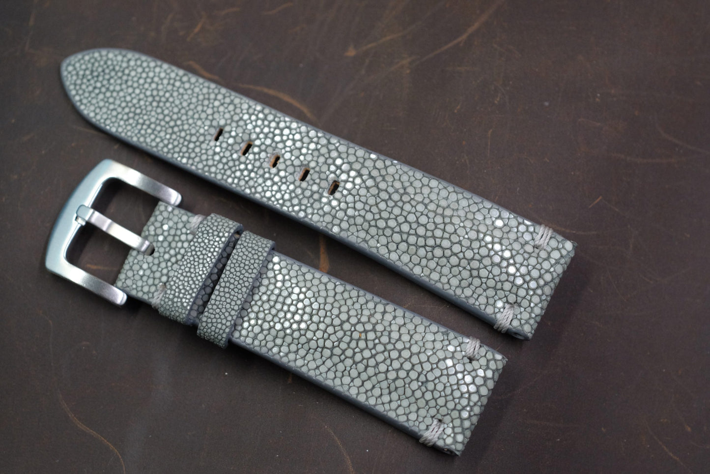 Grey no pearl stingray handmade watch strap HDST134