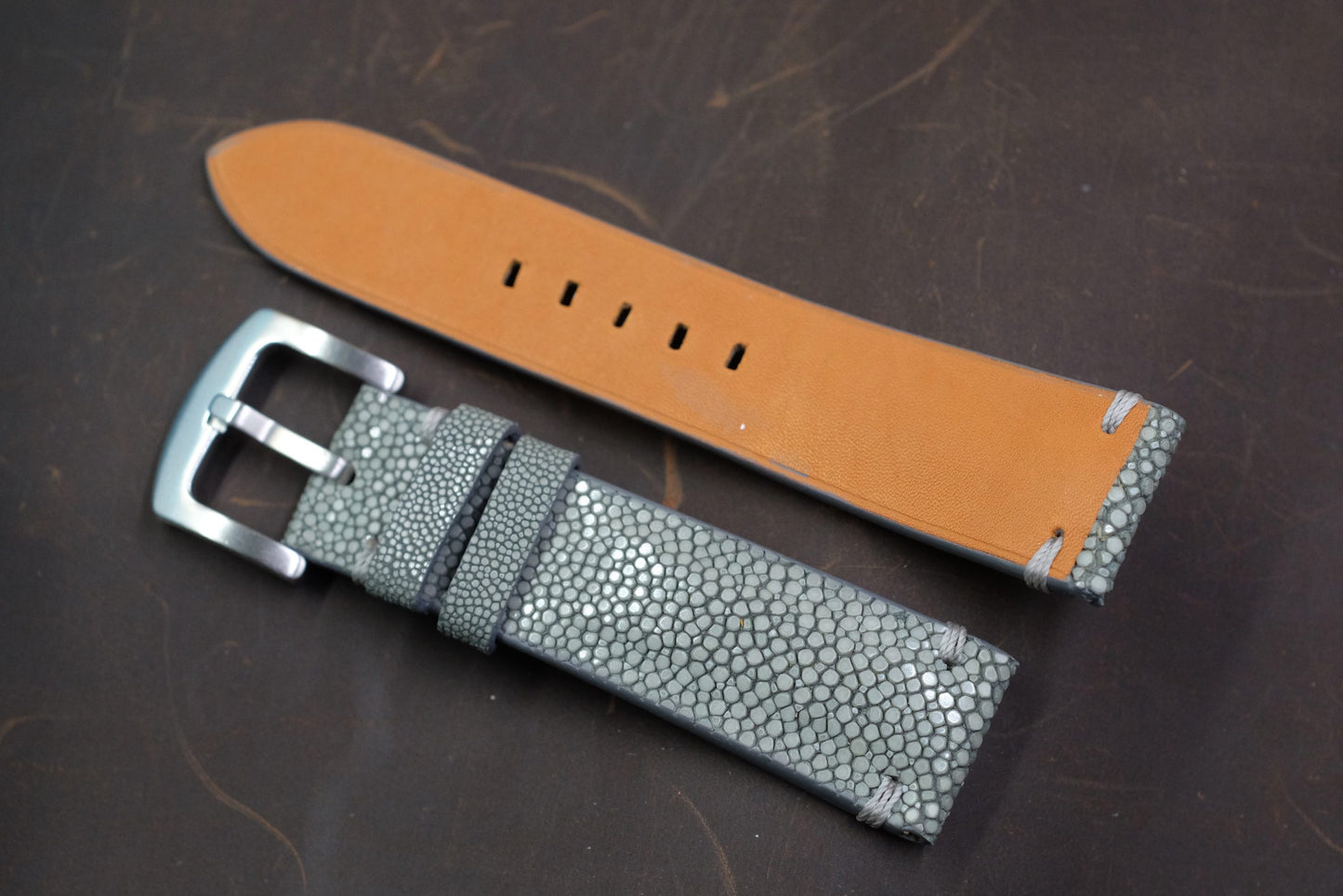 Grey no pearl stingray handmade watch strap HDST134