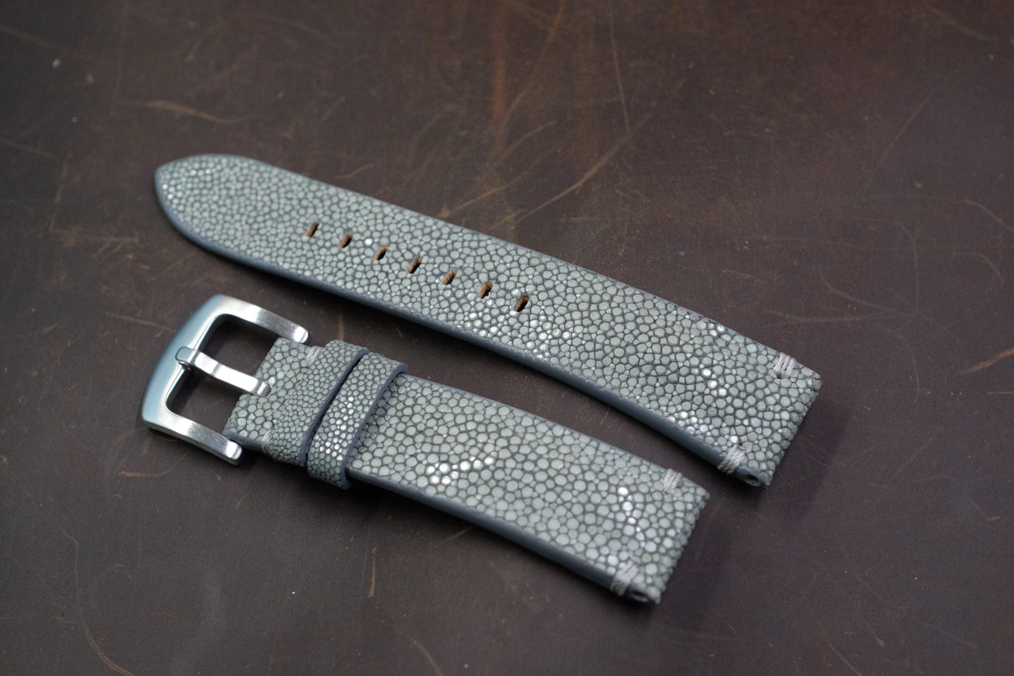 Grey no pearl stingray handmade watch strap HDST134