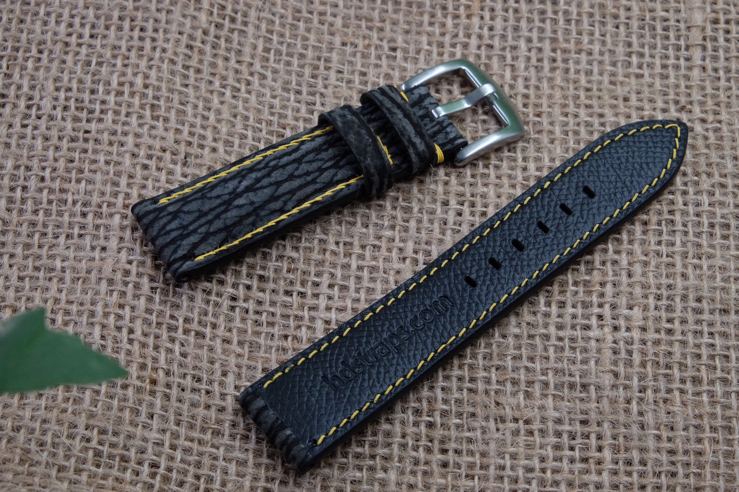 Grey nubuck shark skin leather strap HDSH19