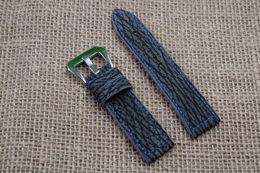 Grey nubuck shark skin leather watch strap HDSH17