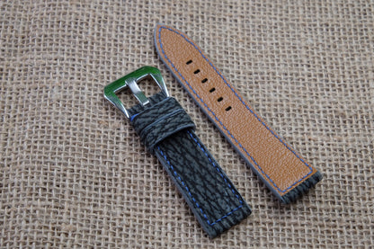 Grey nubuck shark skin leather watch strap HDSH17