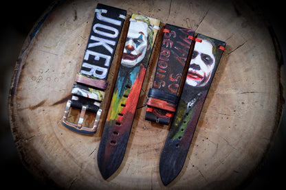 Hand painted Joker leather watch strap HDCLE62