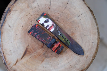 Hand painted Joker leather watch strap HDCLE62