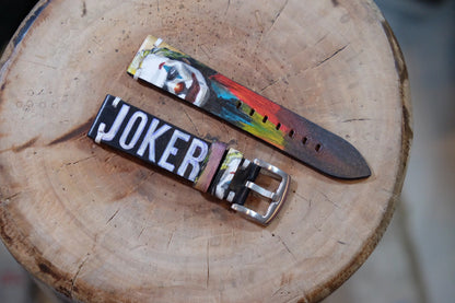 Hand painted Joker leather watch strap HDCLE62