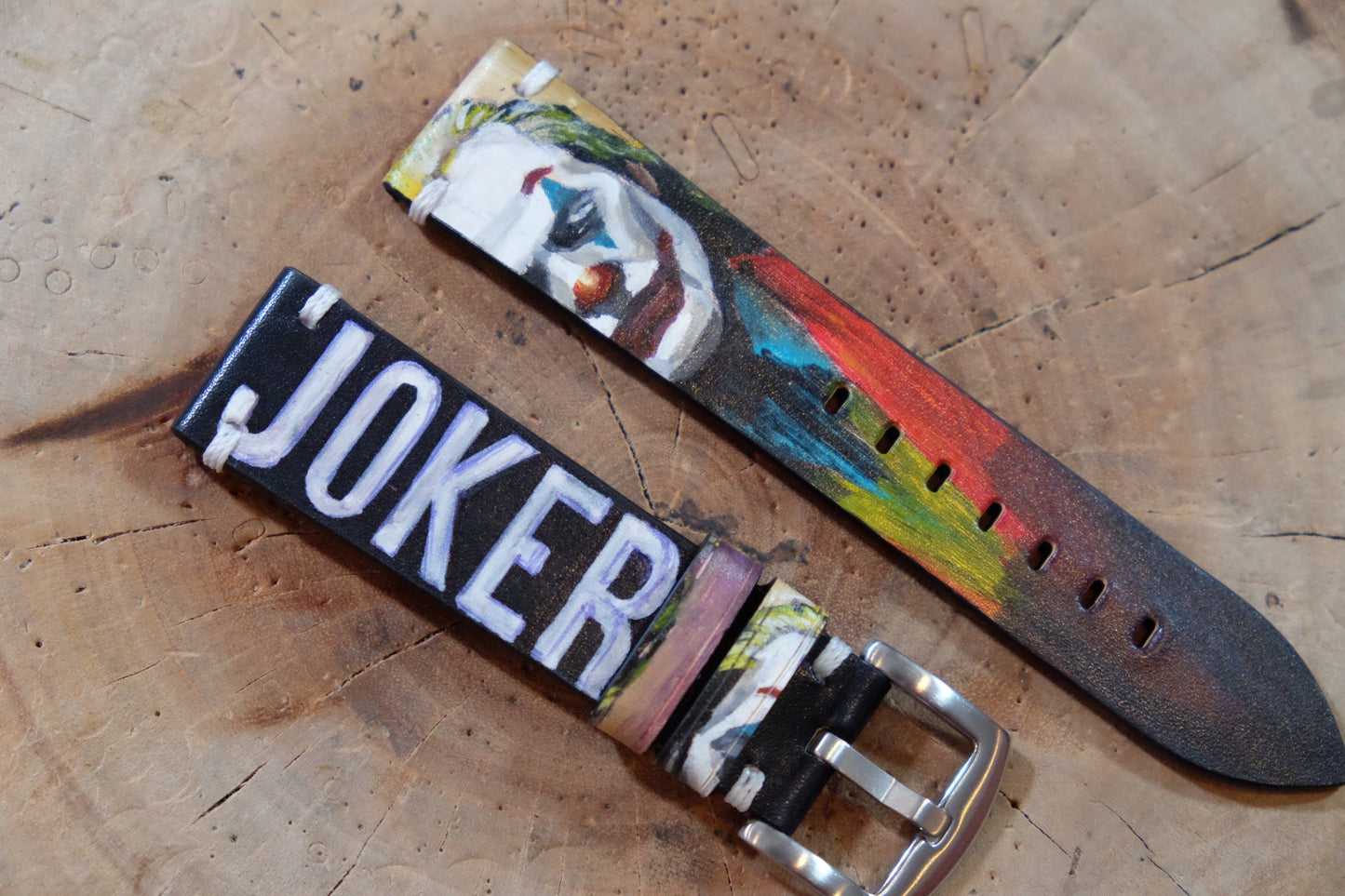 Hand painted Joker leather watch strap HDCLE62