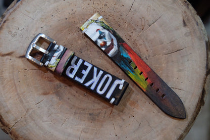 Hand painted Joker leather watch strap HDCLE62