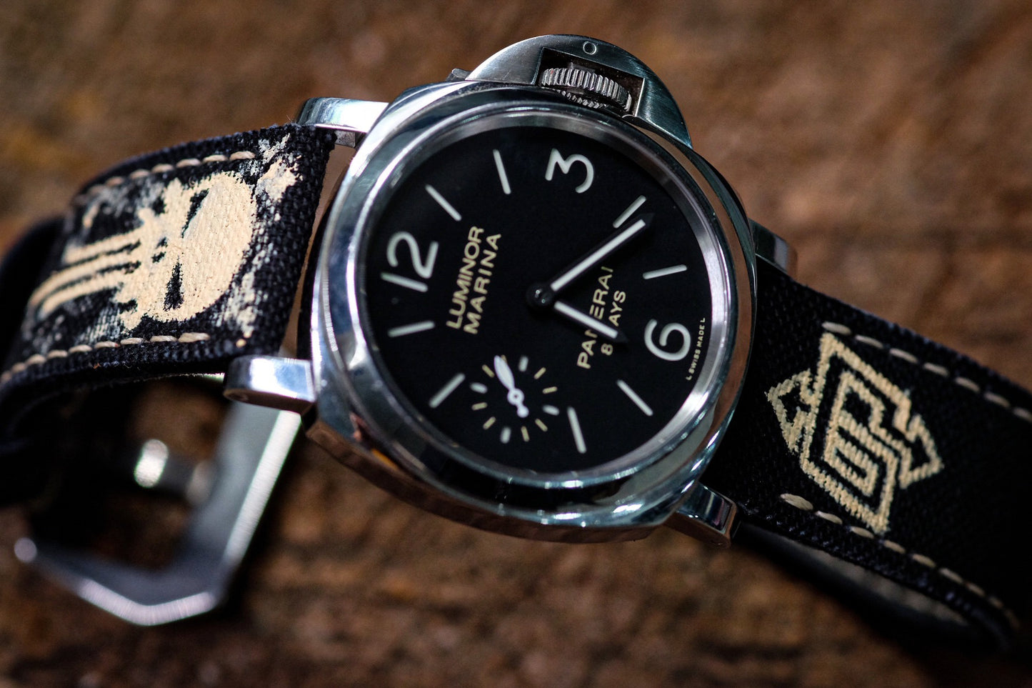 Hand painted punisher canvas strap for Panerai HDPAM27