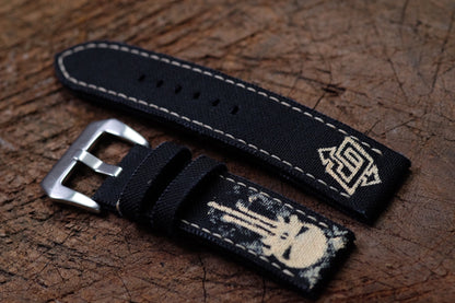 Hand painted punisher canvas strap for Panerai HDPAM27