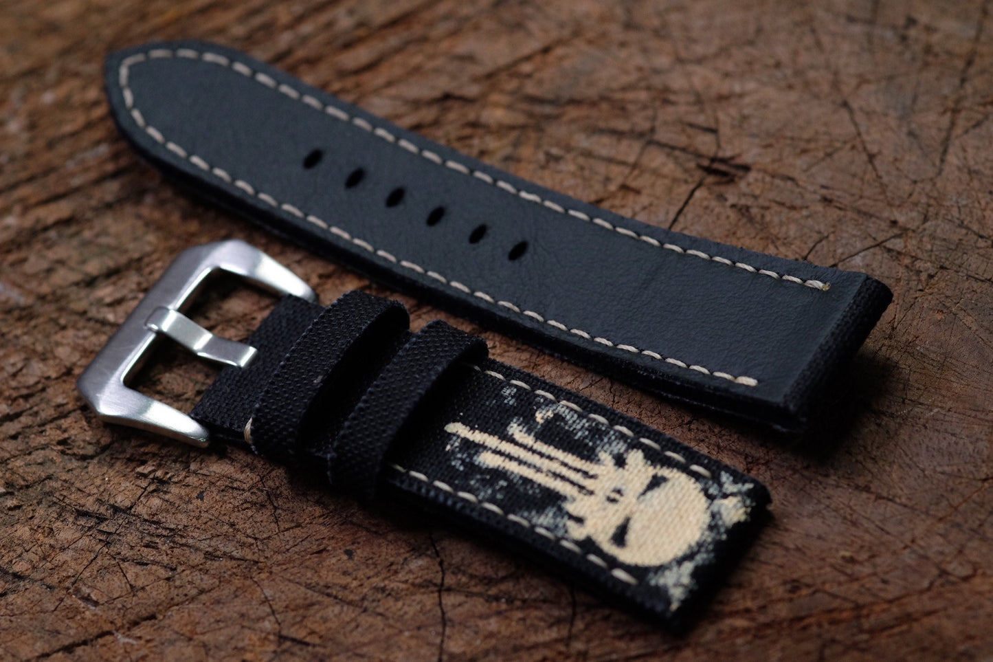 Hand painted punisher canvas strap for Panerai HDPAM27